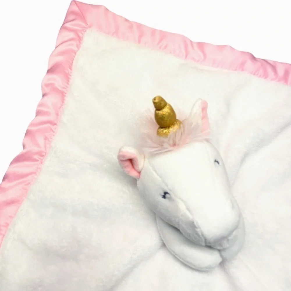 Carters Unicorn Lovey Girls Security Blanket Plush White Pink Cuddle Buddy Satin - Picture 6 of 12
